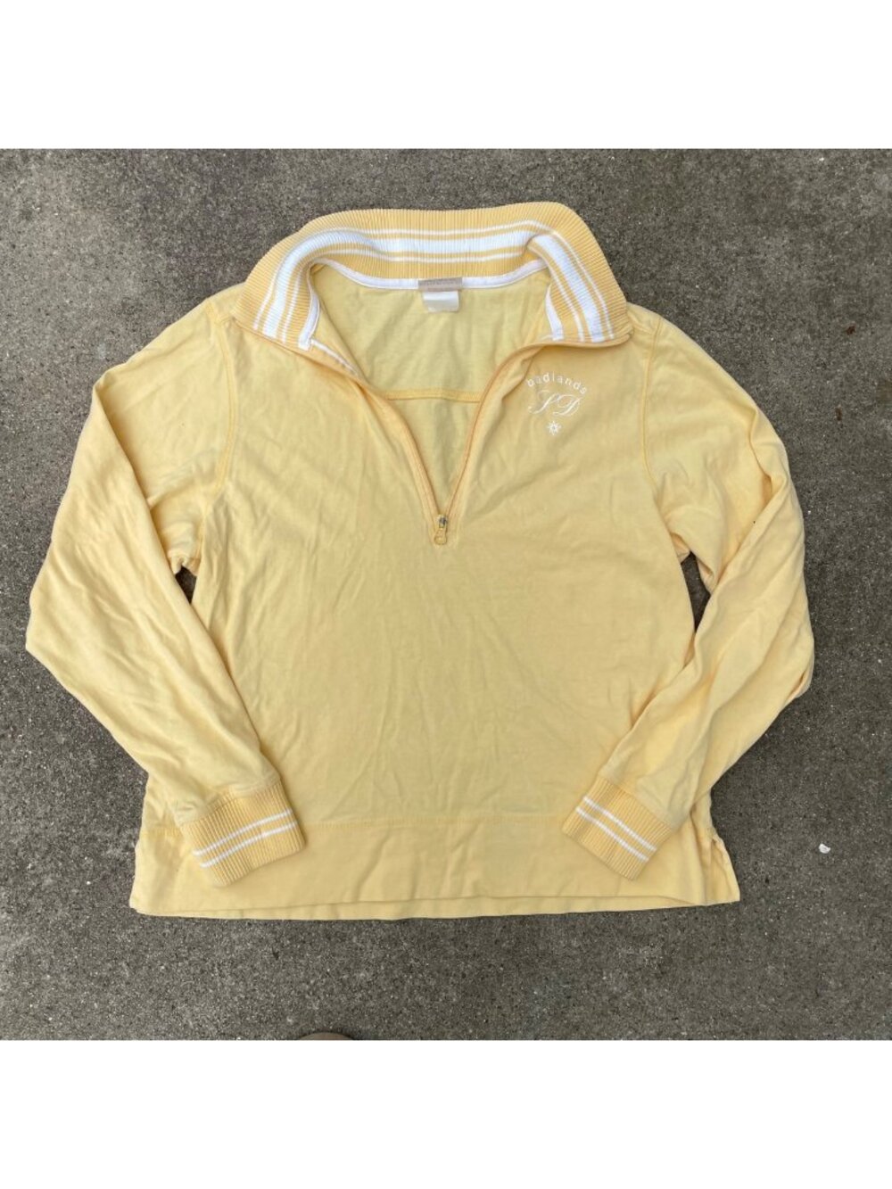 Vintage 1/4 Zip Yellow Lightweight Sweater Women M Artisans 90s National Parks